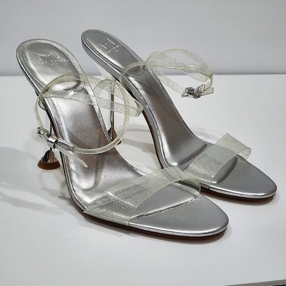 Marc Fisher Calisty Strappy High Heeled Sandals Ankle Strap Glitter Silver‎ Sz 8 - Picture 13 of 16